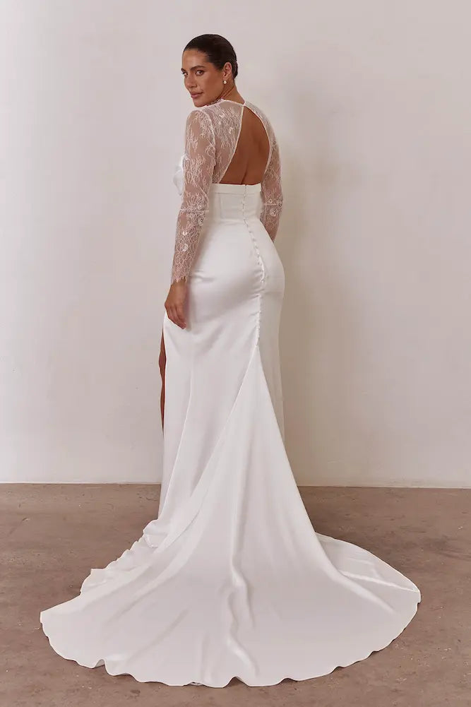 long sleeve bodysuit under wedding dress Grace Loves Lace Chantilly Bodysuit