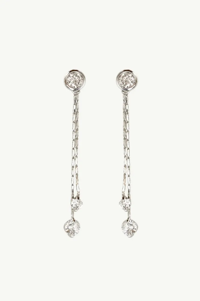 Studio Bride By A.B. Bezel 2:1 Double Strand Earrings