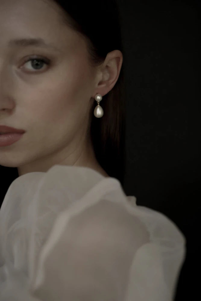 Studio Bride By A.B. Ellie Pearl Double Drop Brides Wedding Earrings