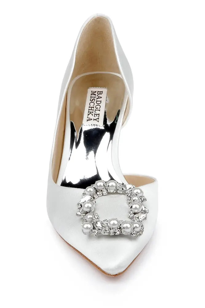 Badgley Mischka Fabia White Satin Wedding Shoes