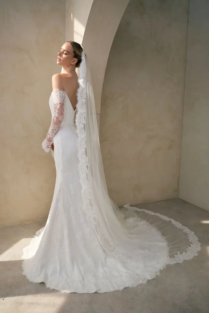 Suzanne Neville Saphira designer wedding dress