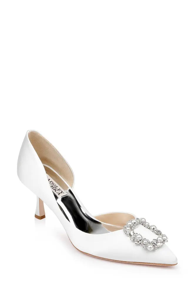 Badgley Mischka Fabia White Satin Wedding Shoes