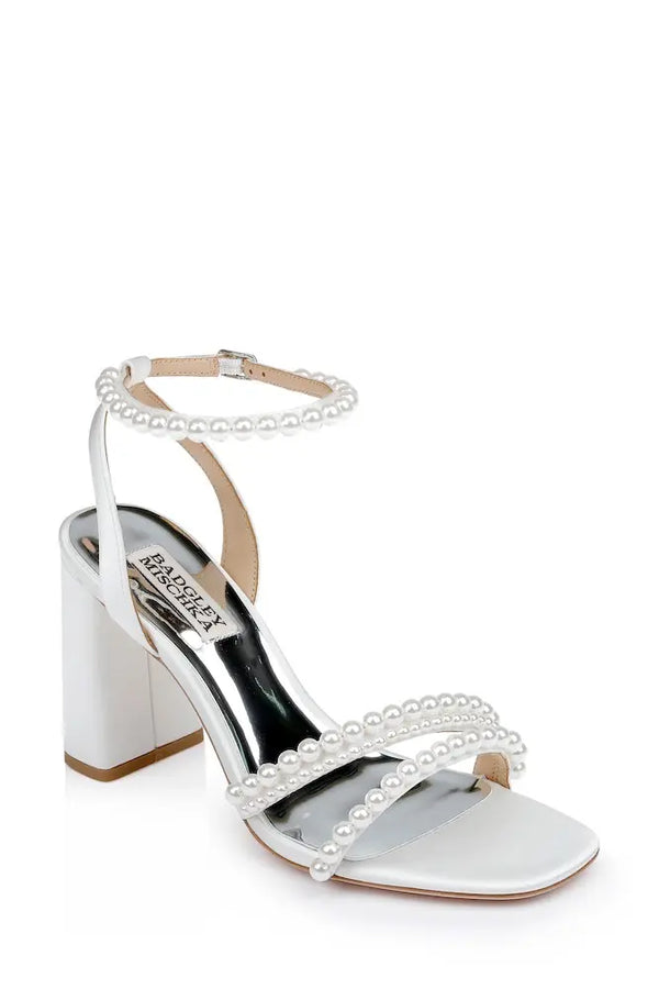 Badgley Mischka Feisty White Satin Wedding Shoes