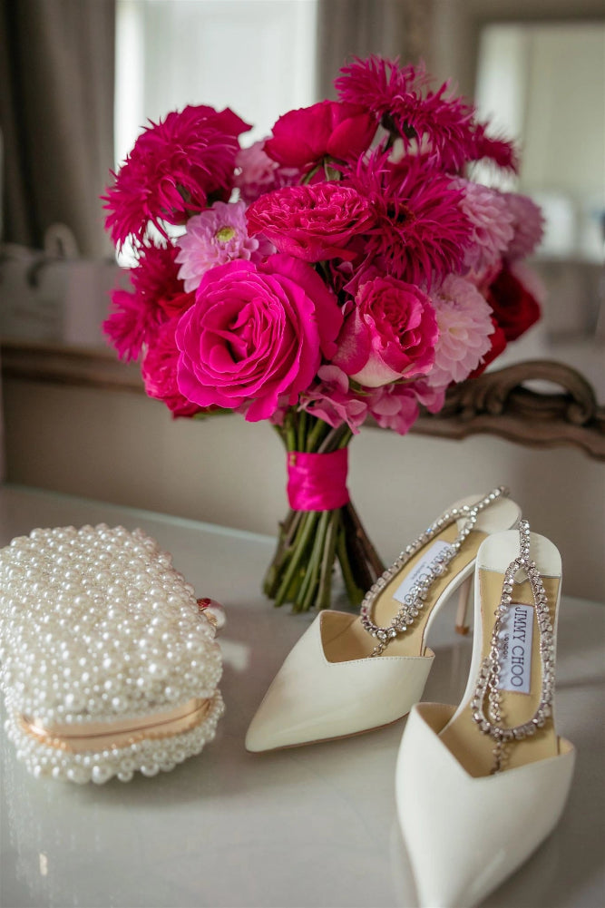 Wedding shoes and bouquet 
