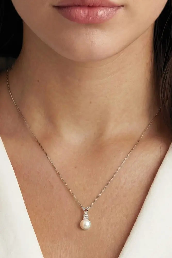 Ivory & Co. Classic Pearl Cystal Pendant Necklace