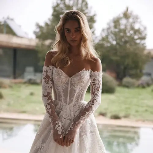 Bride in designer wedding dress