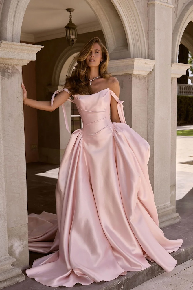 Jane Hill Magnolia Pink designer wedding dress