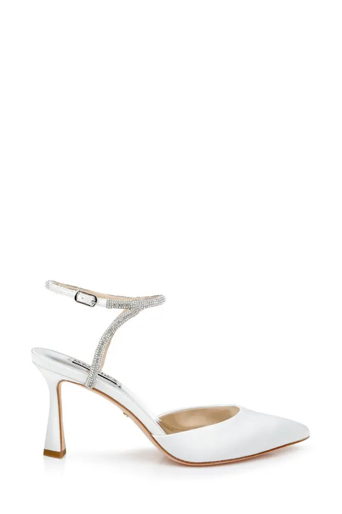 Badgley Mischka Kamilah White Satin Wedding Shoes
