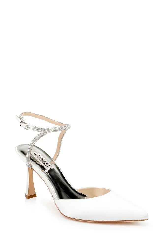 Badgley Mischka Kamilah White Satin Wedding Shoes