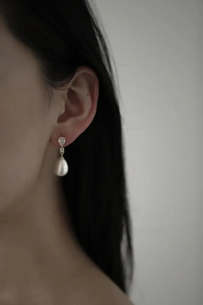 Studio bride by A.B. Ellie Crystal Stacked Pearl Drop Earrings