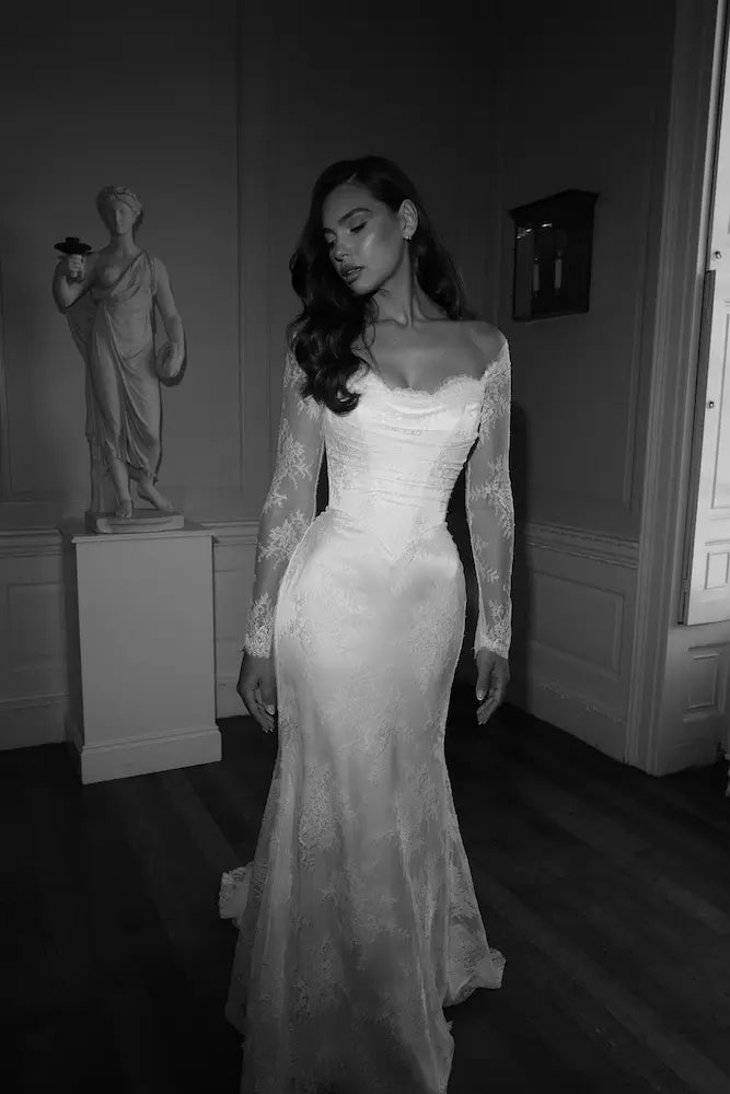 Suzanne Neville Camomile designer edding dress