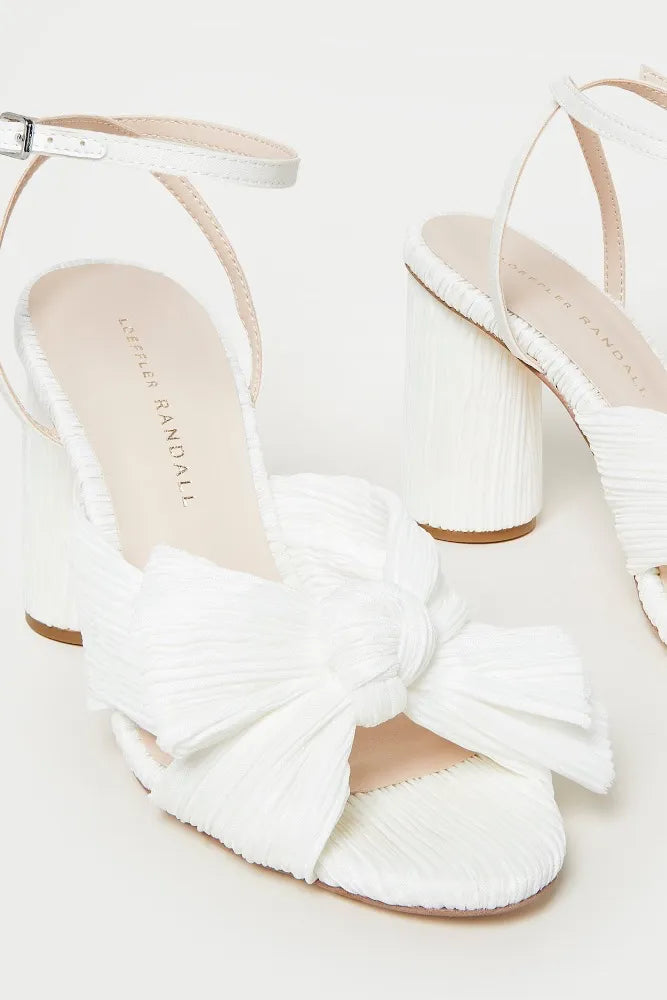 Loeffler Randall Camellia White High Block Heel Wedding Shoes
