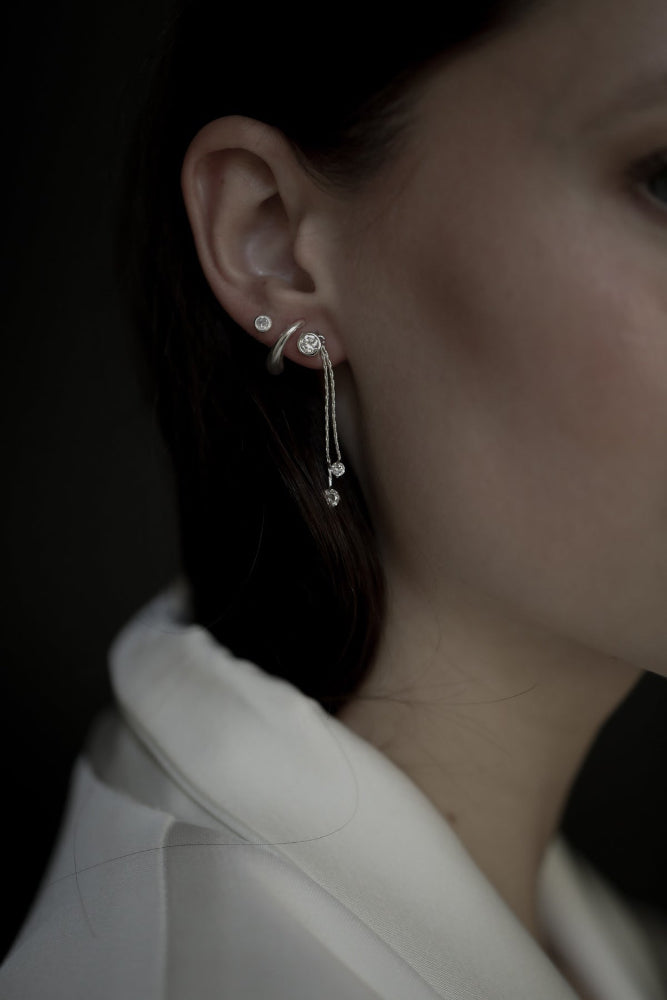 Studio Bride By A.B. Bezel 2:1 Double Strand Earrings