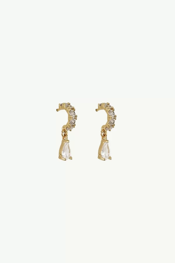 Studio Bride earrings by A B Ellie Rhinestone Pave Huggie drop in gold